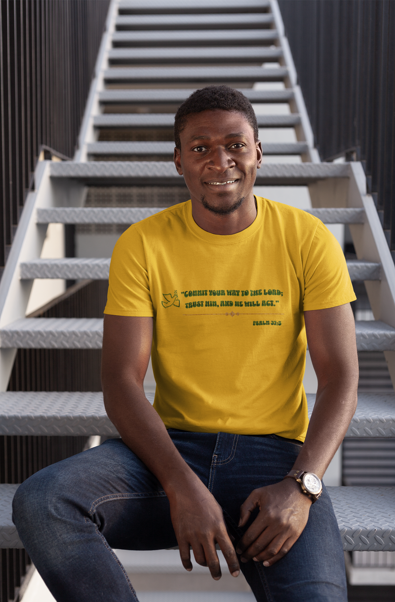 "Commit Your Way To The Lord; Trust Him, and He will Act".   Psalm 37:5 Unisex Heavy Cotton Tee.
