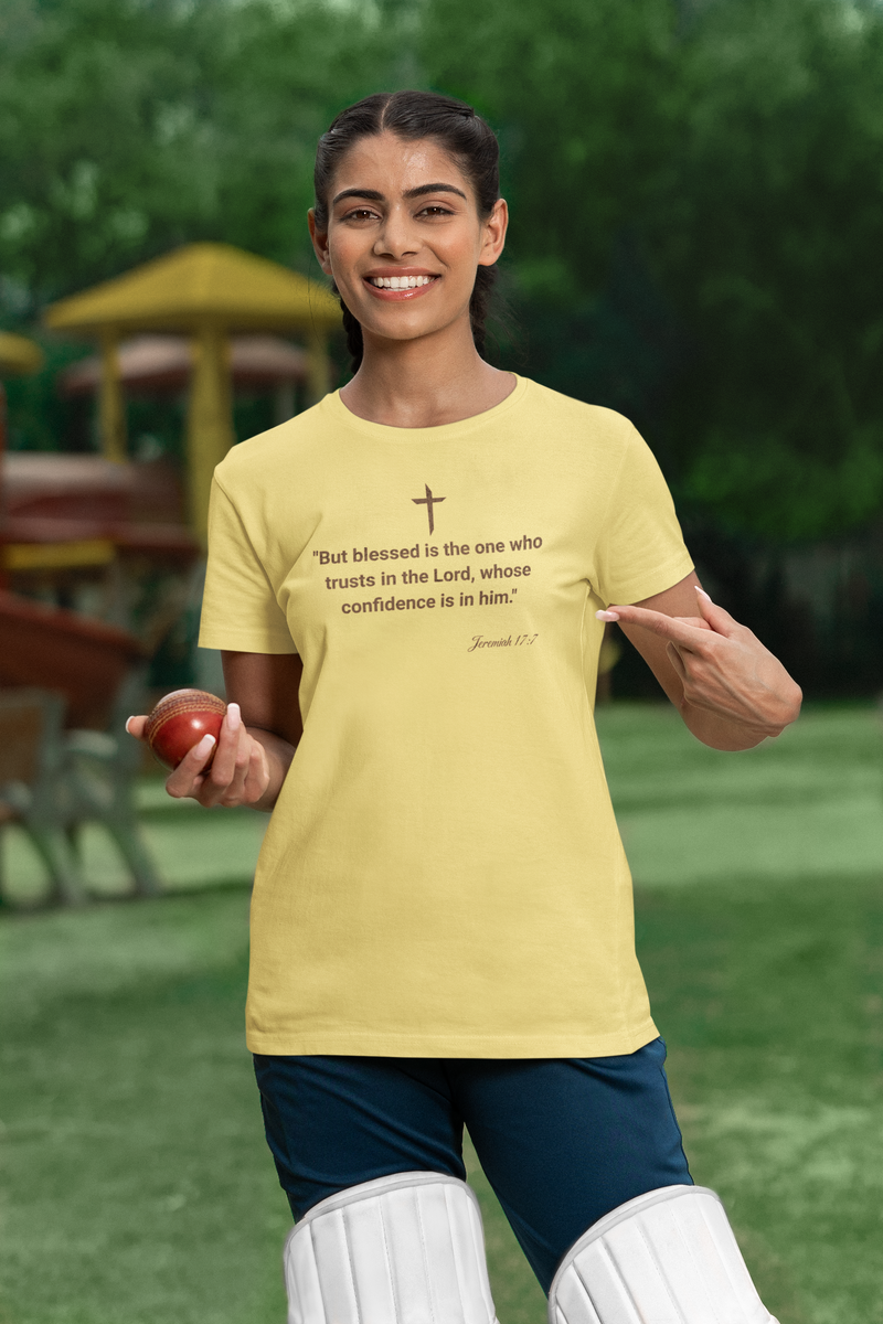 'But Blessed Is The One Who Trust In The Lord, Whose Confidence Is In Him."  Jeremiah 17:7 Unisex Cotton Tee.