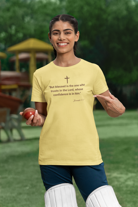 'But Blessed Is The One Who Trust In The Lord, Whose Confidence Is In Him."  Jeremiah 17:7 Unisex Cotton Tee.
