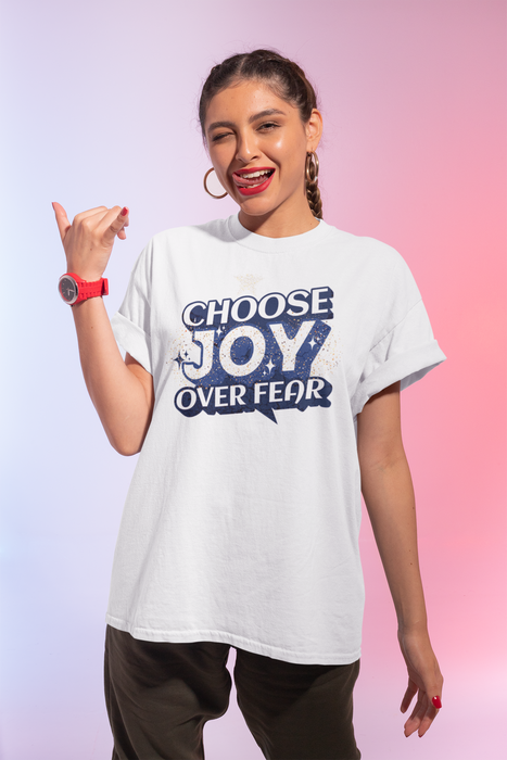 'Choose Joy Over Fear' Unisex Softstyle T-Shirt - Inspirational Graphic Tee for Positivity.