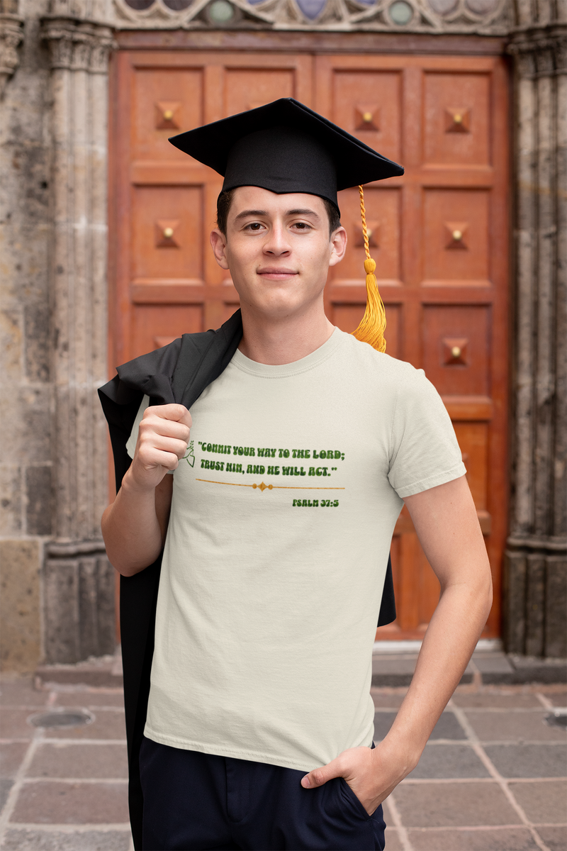 "Commit Your Way To The Lord; Trust Him, and He will Act".   Psalm 37:5 Unisex Heavy Cotton Tee.