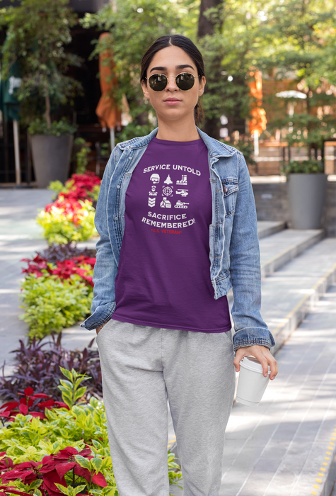 'Service Untold, Sacrifice Remembered! -U.S. Veteran-'  Unisex Cotton Tee.
