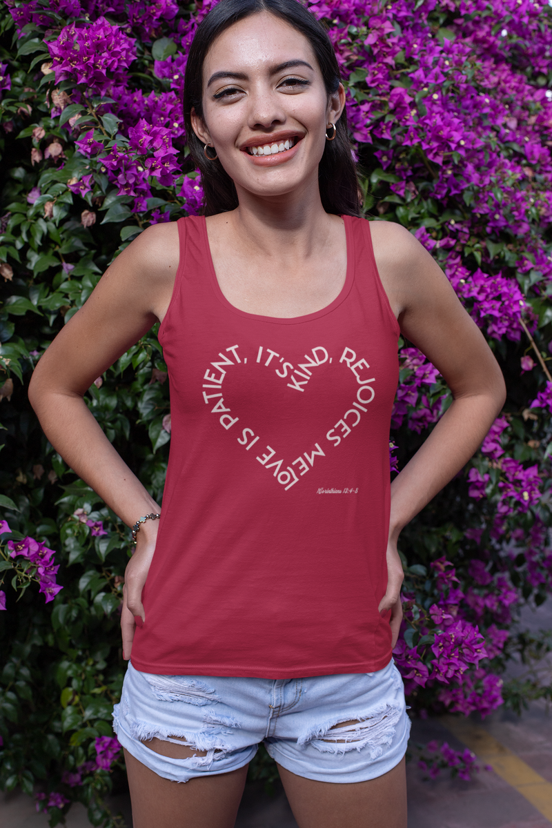 "Love is patient, it's kind, rejoices me" 1 Corinthians 13: 4-8 Unisex Jersey Tank.
