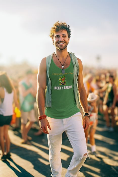 'Happy St. Patrick's Day! Lucky & Bright' Unisex Jersey Tank.