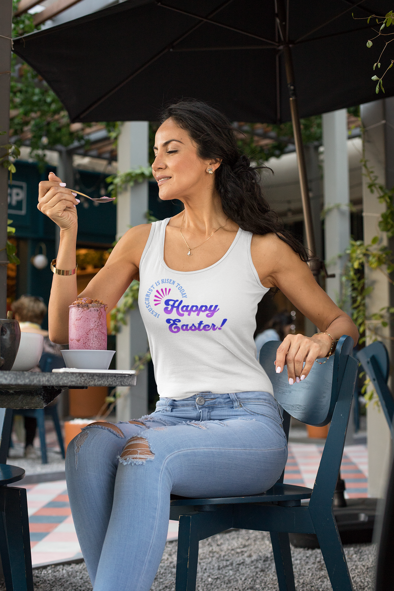 'JesusChrist is risen today...Happy Easter!' Unisex Jersey Tank.