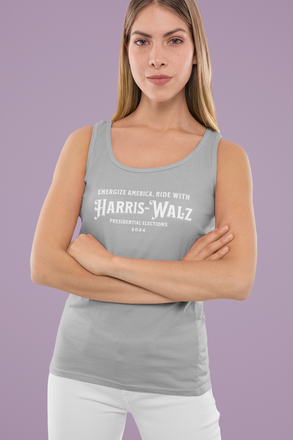 'Energize America, Ride With Harris-Walz! Presidential Elections 2024.' Unisex Jersey Tank