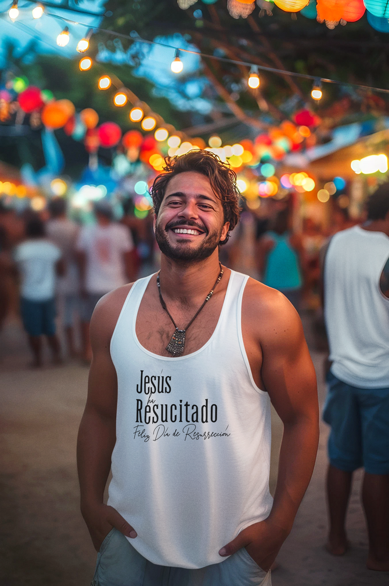 'Jesus ha Resucitado...Feliz Dia de Resurreccion!'  Spanish Unisex Jersey Tank.