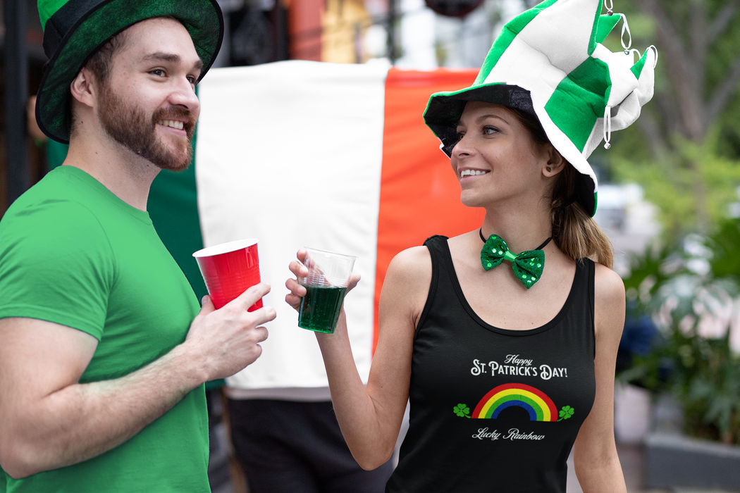 'Happy St. Patrick's Day! Lucky Rainbow' Unisex Jersey Tank.