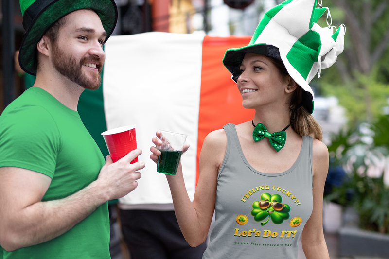 'Feeling Lucky?! Let's Do It! Happy Saint Patrick's Day' Unisex Jersey Tank.
