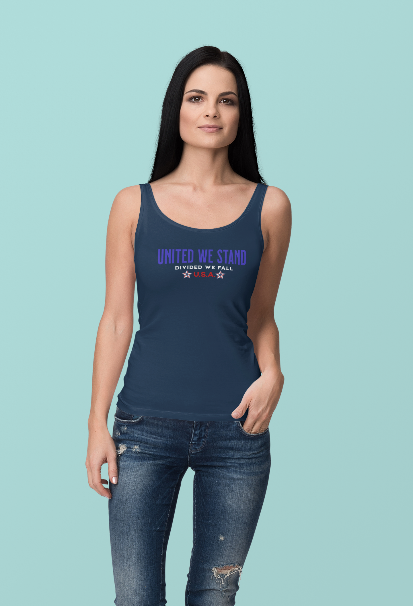 'United We Stand, Divide We Fall -U.S.A.-' Unisex Jersey Tank.