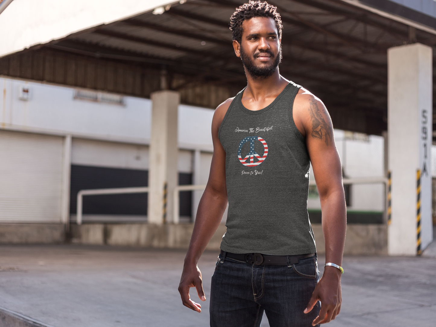 'America The Beautiful...Peace To You!' Unisex Jersey Tank.