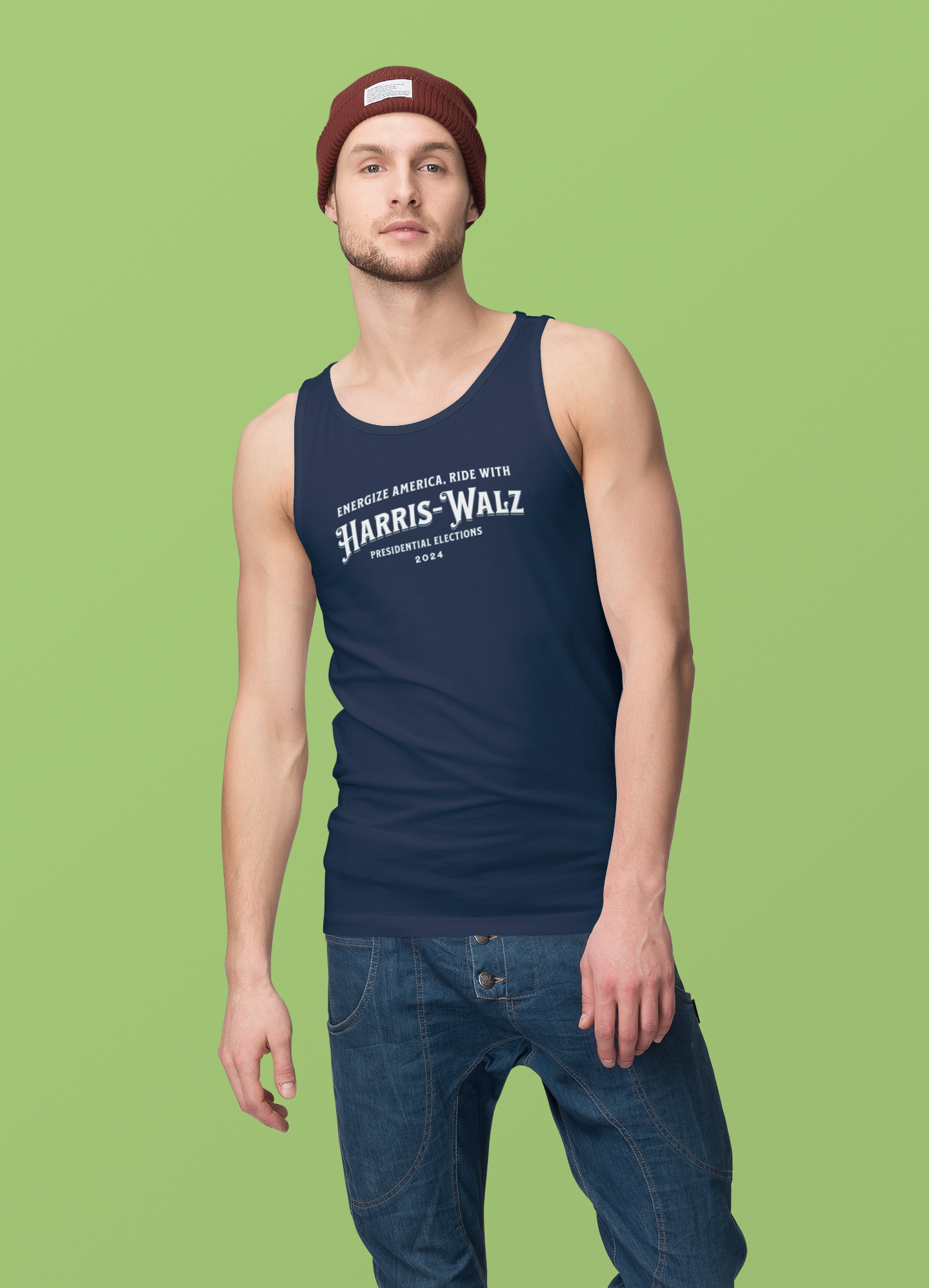 'Energize America, Ride With Harris-Walz! Presidential Elections 2024.' Unisex Jersey Tank