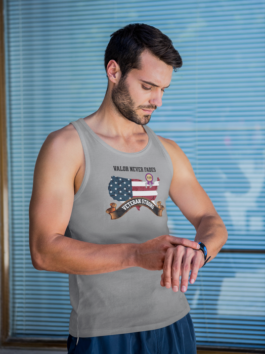 'Valor Never Fades, Veteran Strong' Unisex Jersey Tank.