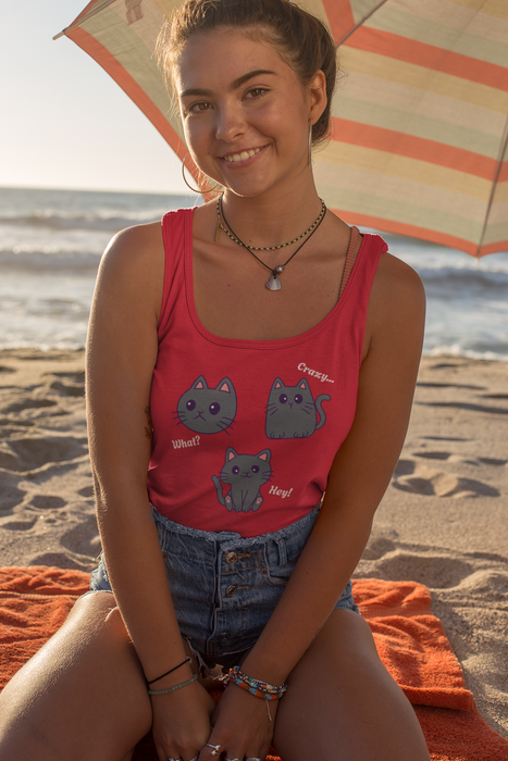 What?, Crazy..., Hey! Cat Unisex Jersey Tank.