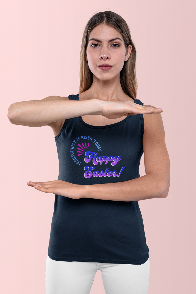 'JesusChrist is risen today...Happy Easter!' Unisex Jersey Tank.