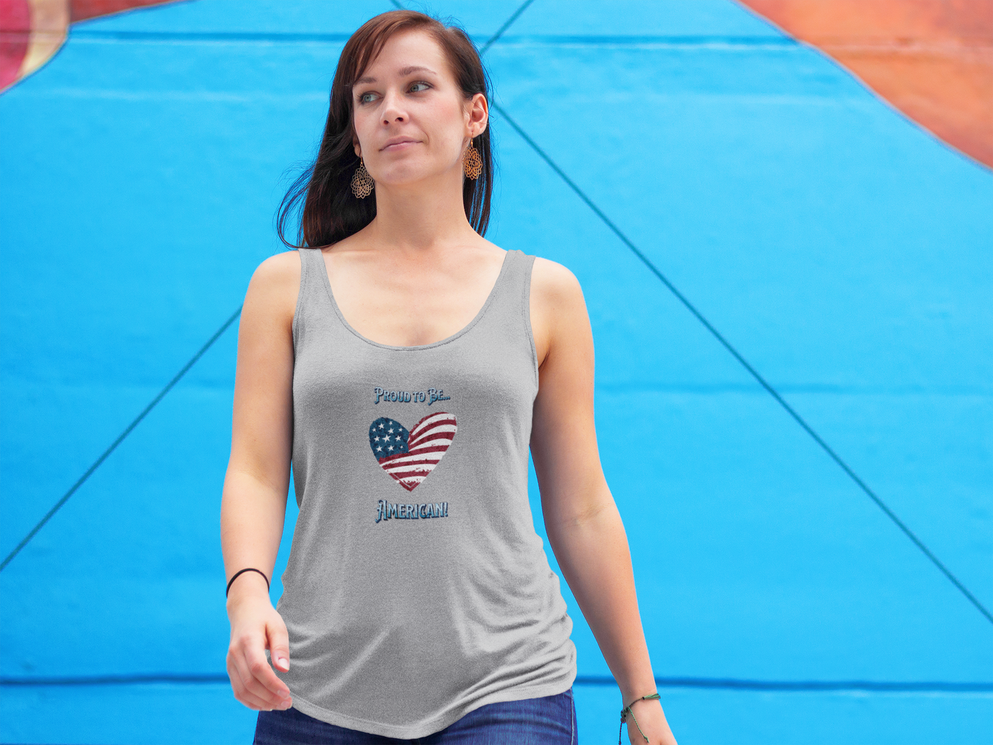 'Proud To Be...American! Unisex Jersey Tank.