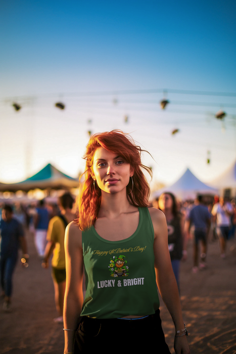 'Happy St. Patrick's Day! Lucky & Bright' Unisex Jersey Tank.