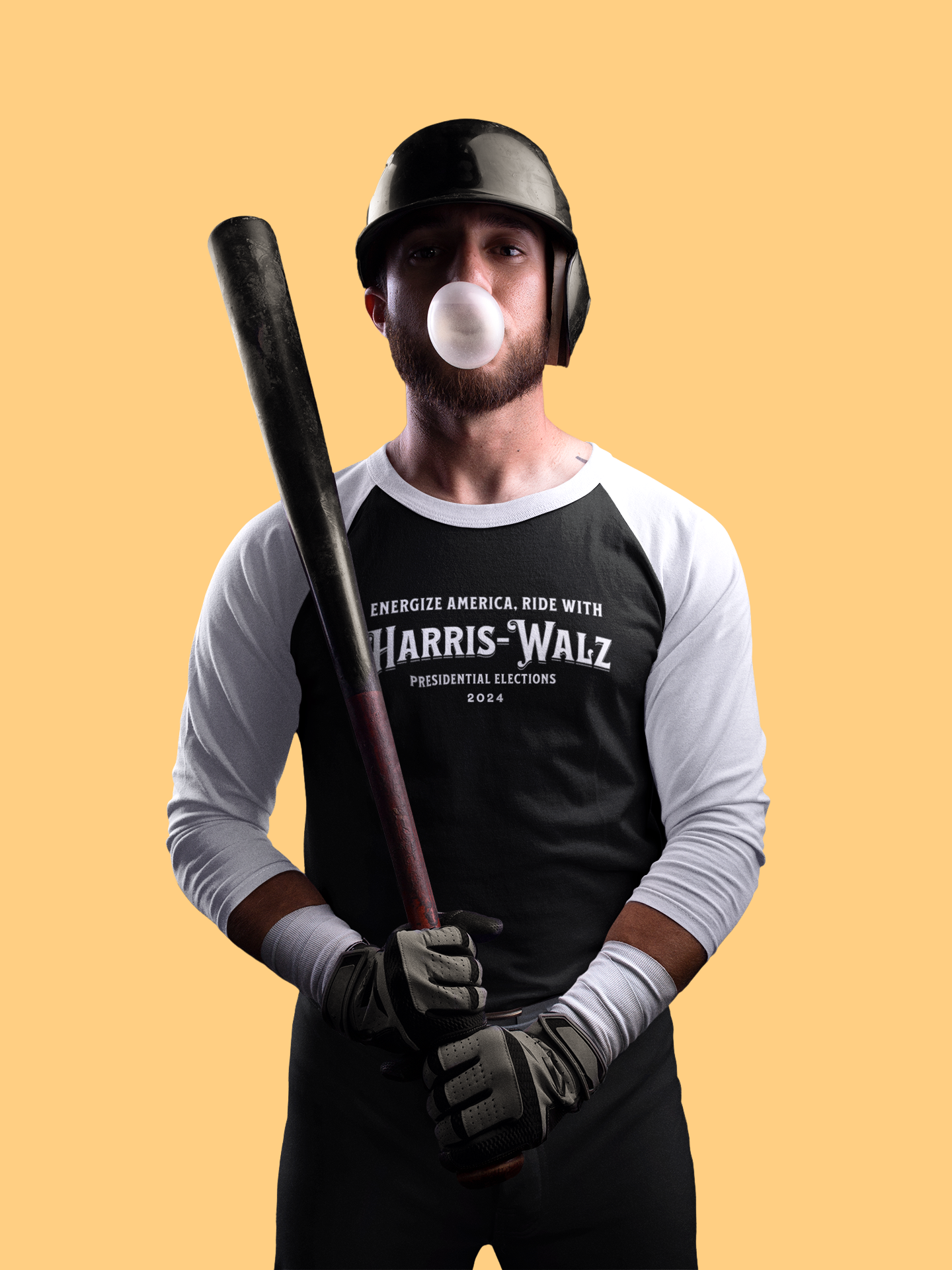 'Energize America, Ride with Harris-Walz! -Presidential Elections 2024-.' Unisex 3\4 Sleeve Baseball Tee.