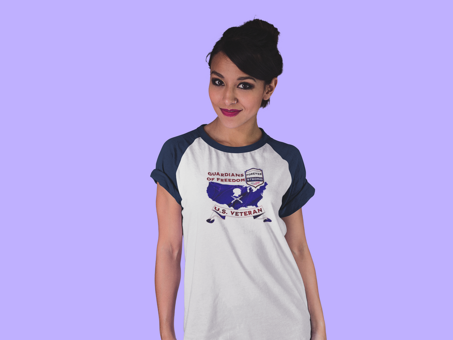 'Guardian Of Freedom, U.S. Veteran -Forever Strong-'Unisex 3\4 Sleeve Baseball Tee.