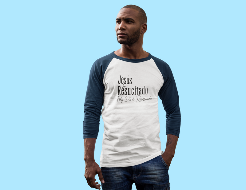 'Jesus ha Resucitado...Feliz Dia de Résurreccion!' Spanish Unisex 3\4 Sleeve Baseball Tee.