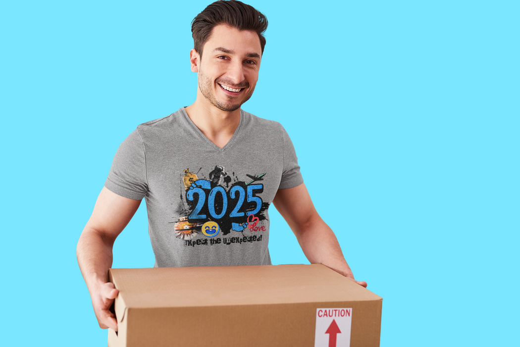 '2025 Expect The Unexpected' Unisex Jersey Short Sleeve V-Neck Tee.