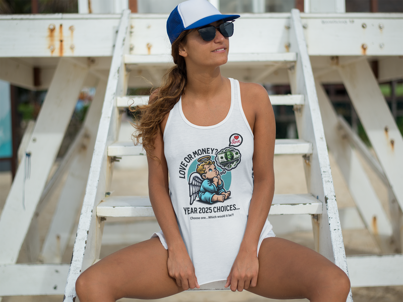 'Love and Money? Year 2025 Choices...Choose One...Which would it be? Unisex Jersey Tank.