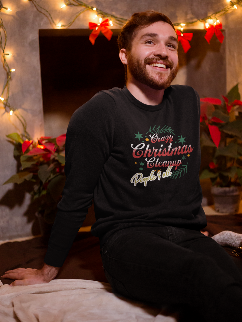 'Crazy Christmas Cleanup- People & All' Unisex Heavy Blend™ Crewneck Sweatshirt.