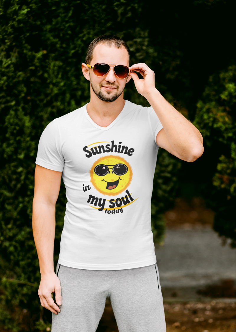 'Sunshine in my Soul Today' Unisex Jersey Short Sleeve V-Neck Tee.
