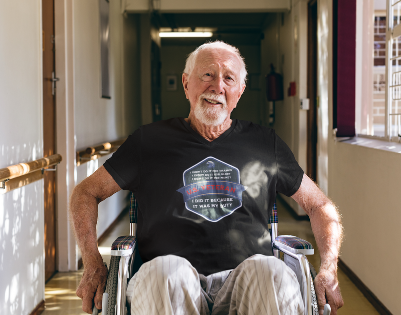 ' I Didn't Do It For Thanks, I Didn't Do It For Glory, I Didn't Do It For Money, I Did It Because It Was My Duty...US Veteran' Unisex Jersey Short Sleeve V-Neck Tee.