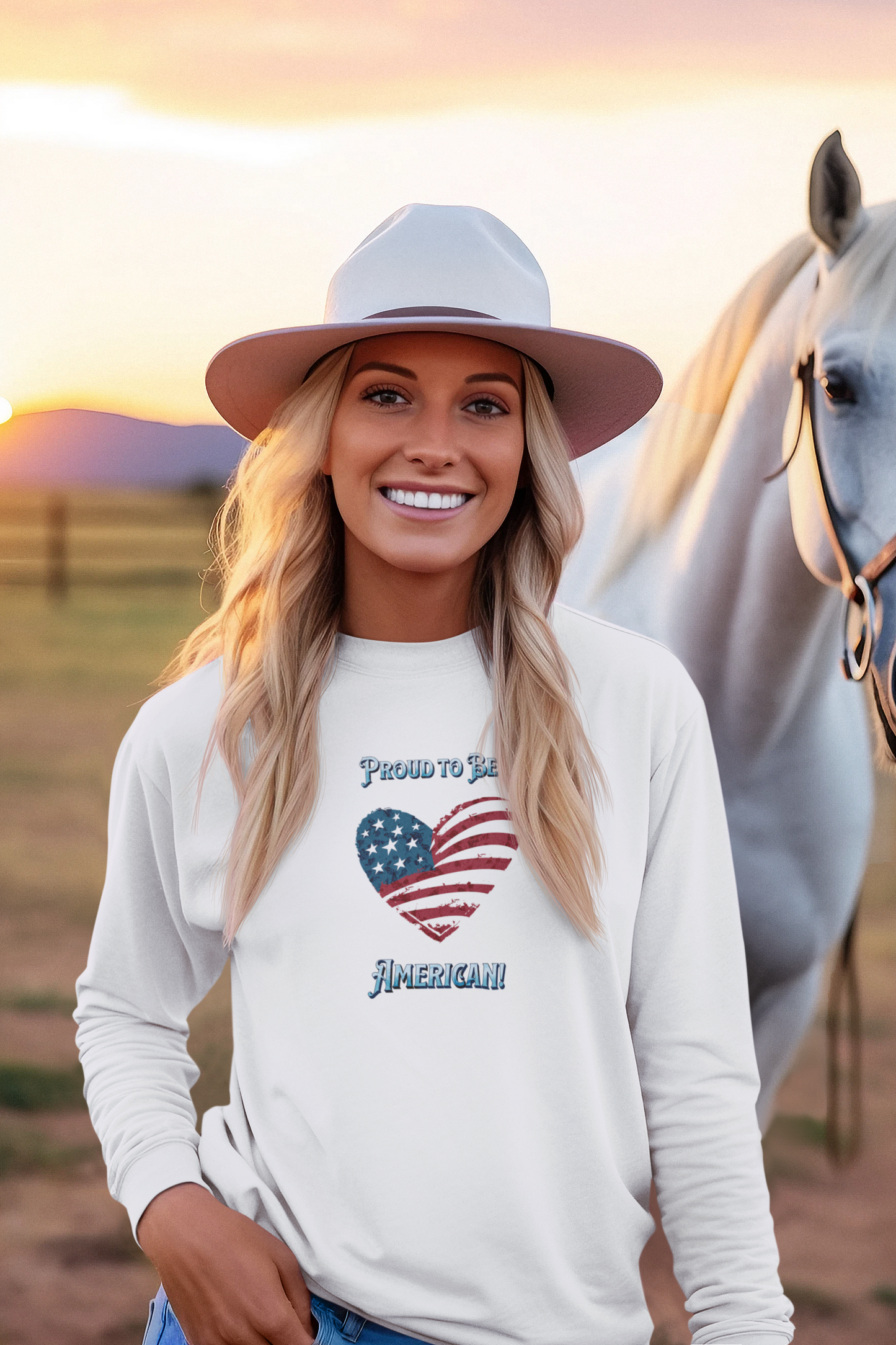 'Proud To Be...American!' Unisex Ultra Cotton Long Sleeve Tee.