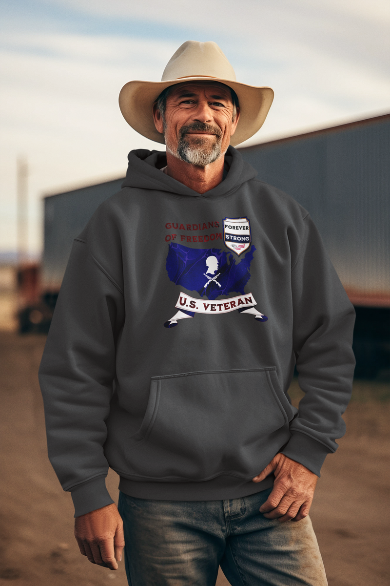 'Guardian Of Freedom, U.S. Soldier -Forever Strong-'. Unisex Heavy Blend™ Hooded Sweatshirt.