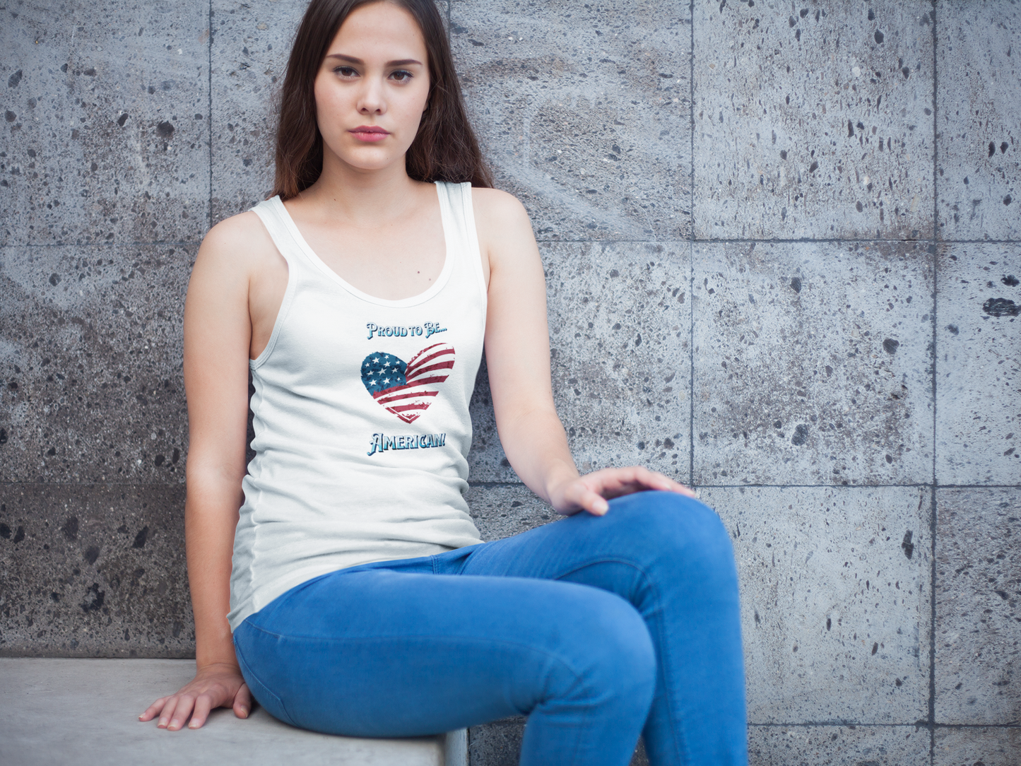 'Proud To Be...American! Unisex Jersey Tank.